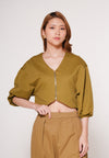 Aven Quarter Sleeve Top (Olive)