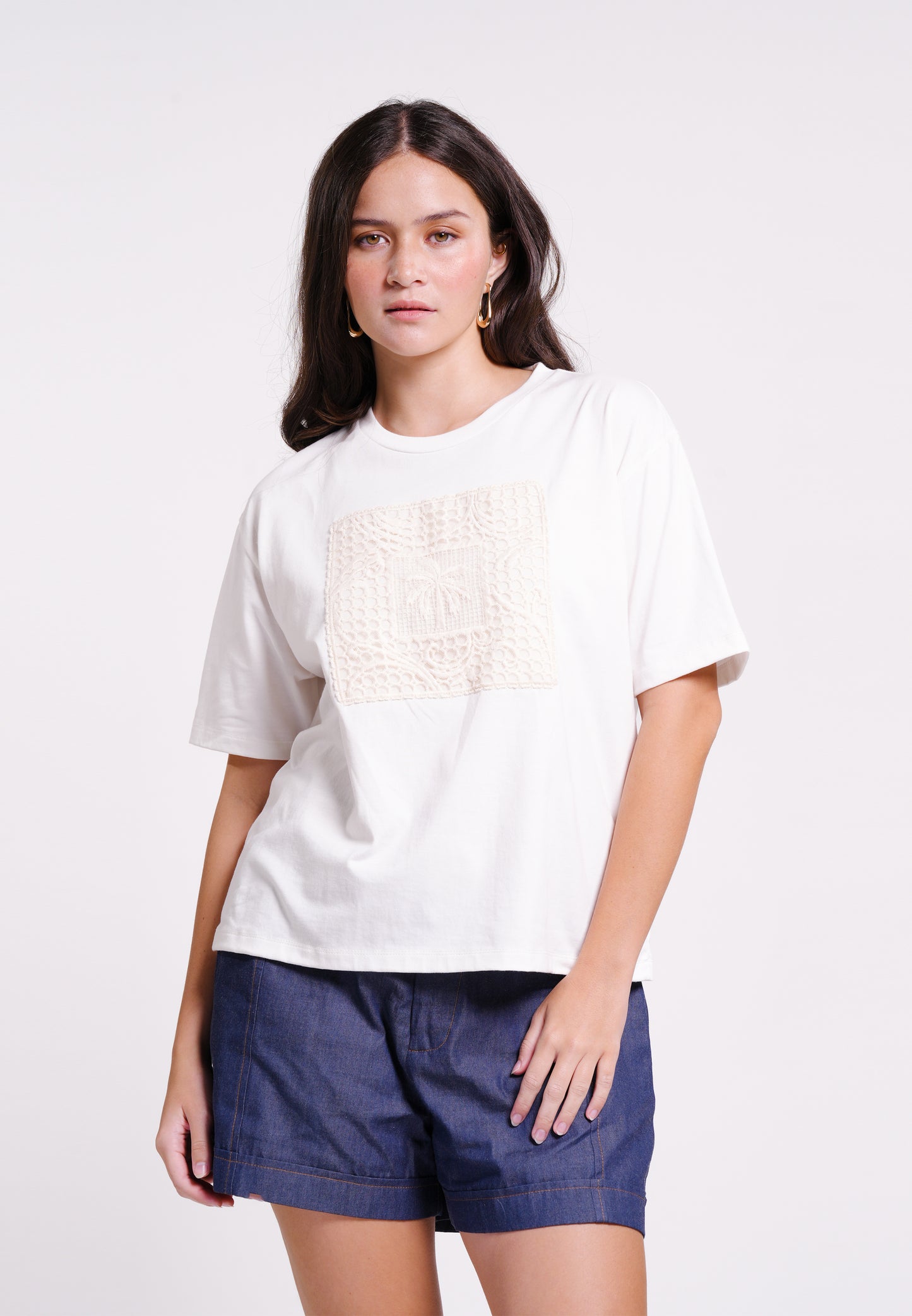 Basil Short Sleeve Shirt Top (Offwhite)