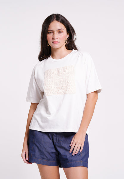 Basil Short Sleeve Shirt Top (Offwhite)