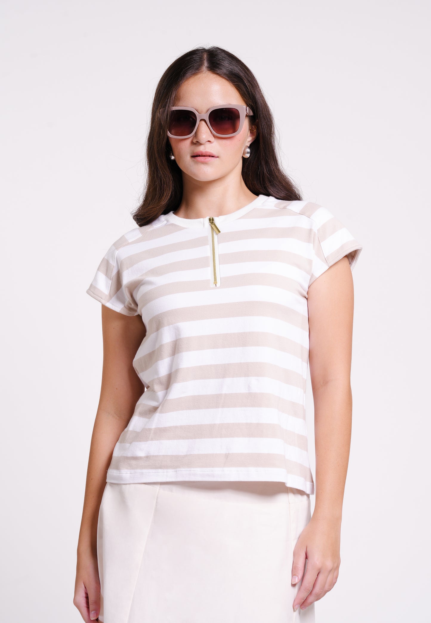 Bavin Sleeveless Top (Striped Mocha)