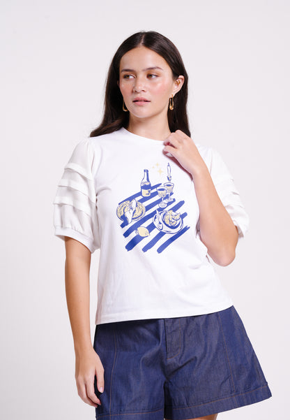 Bean Short Sleeve Shirt Top (White)