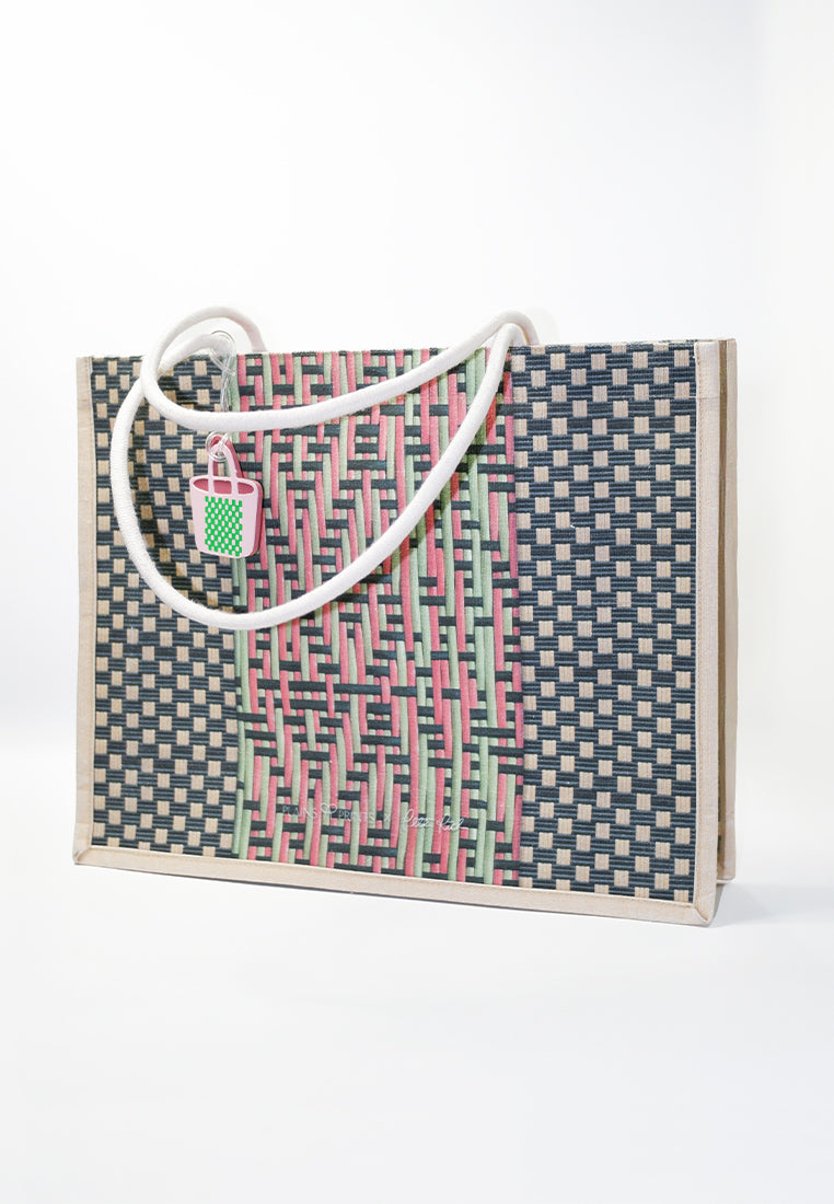 Plains & Prints × Pete Rich Tote Bag W/ Charm (Pink/Green)