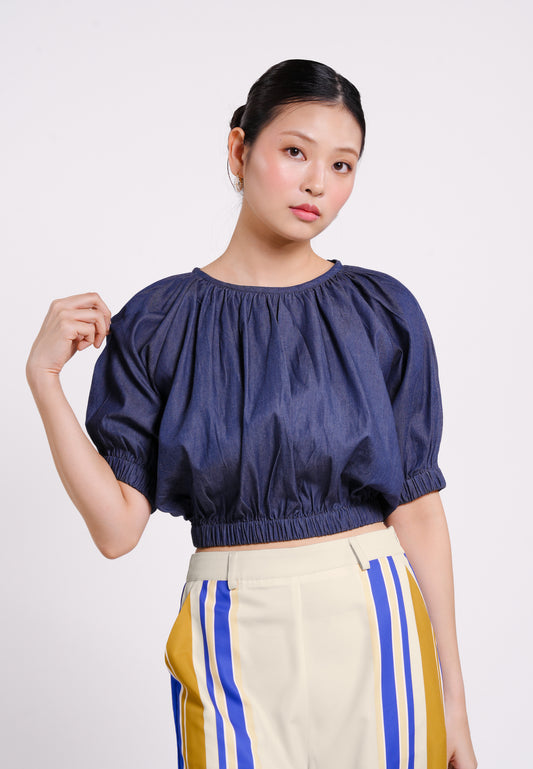 Bellamy Short Sleeve Top (Denim)