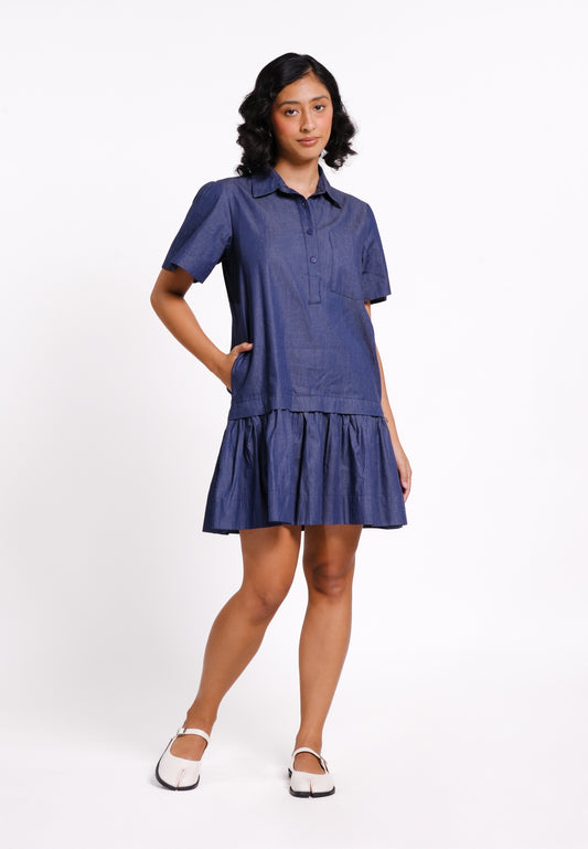 Bellamy Short Sleeve Dress  (Denim)