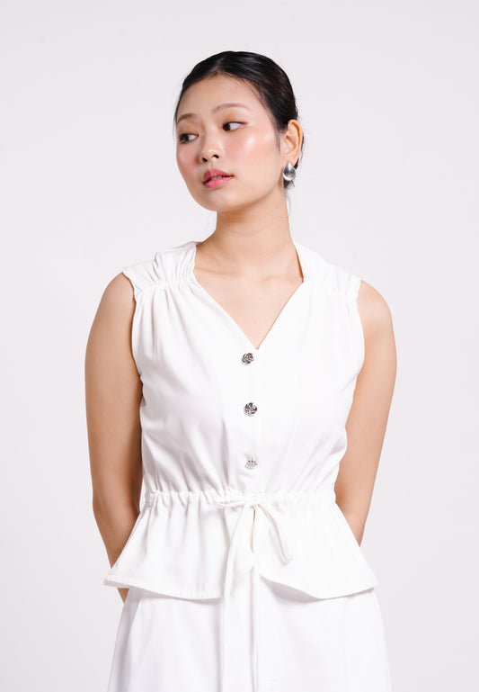 Bence Sleeveless Top (White)