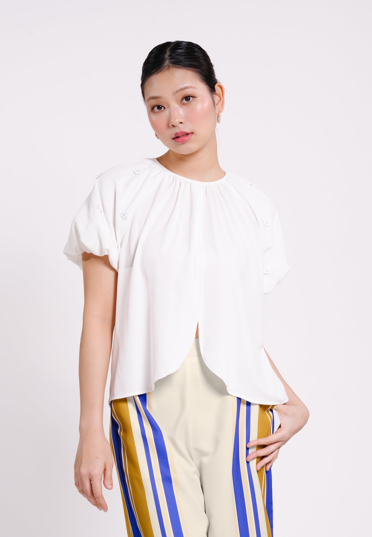 Bence Short Sleeve Top (White)