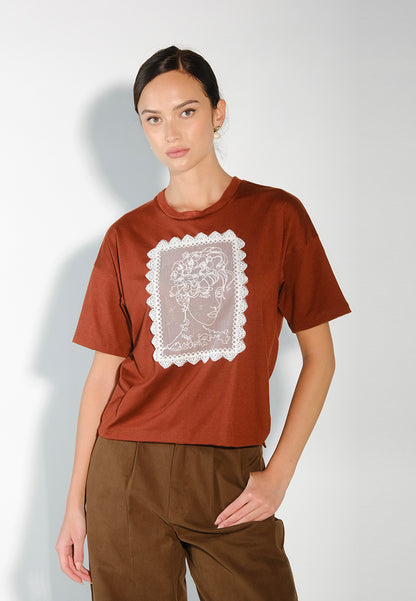 Sari- Sari Binibini Short Sleeve Shirts Top (Rust)