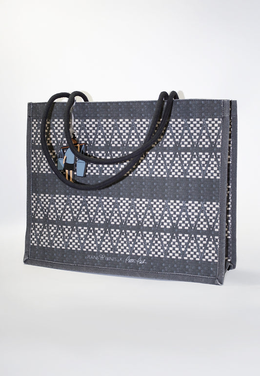 Plains & Prints × Pete Rich Tote Bag W/ Charm (Black/Cream)