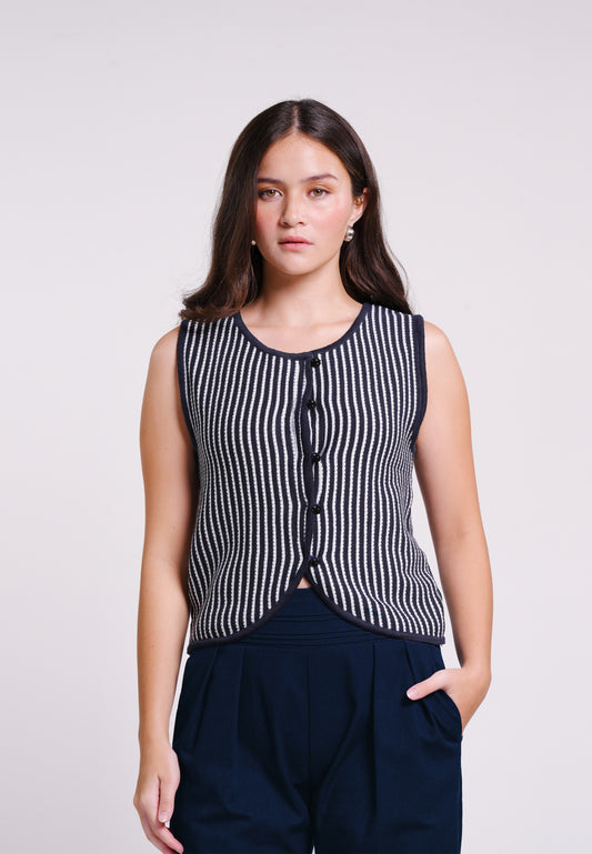 Bobz Sleeveless Top (Striped Navy)