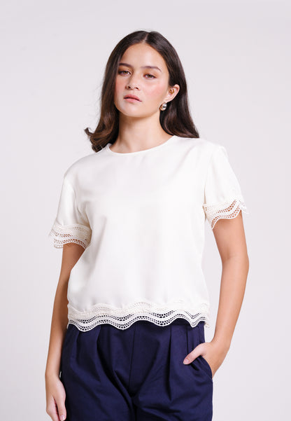 Bond Short Sleeve Top (Cream)