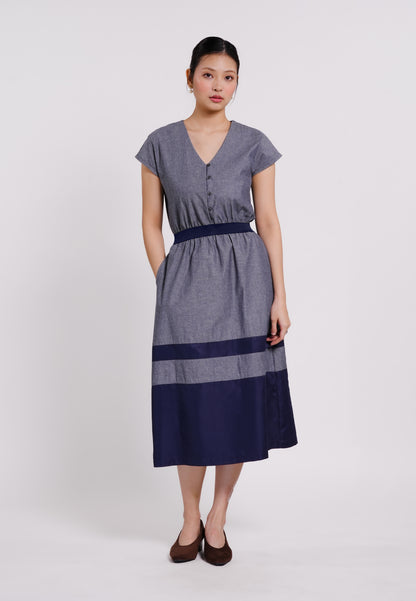 Boriz Extended Sleeve Dress  (Dnm Blue)