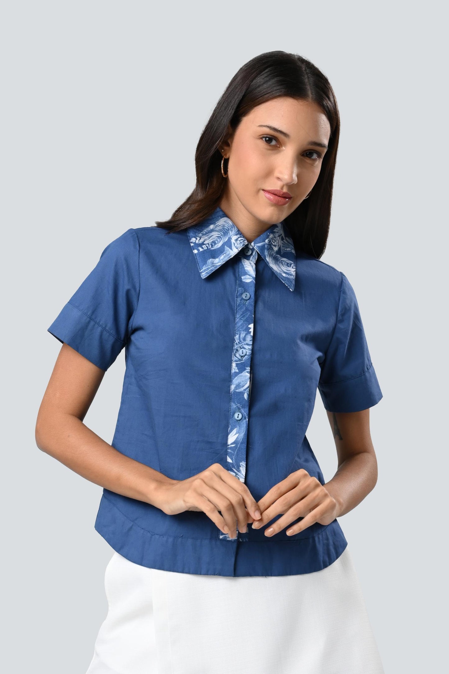 Caleen Short Sleeve Top (Blue)