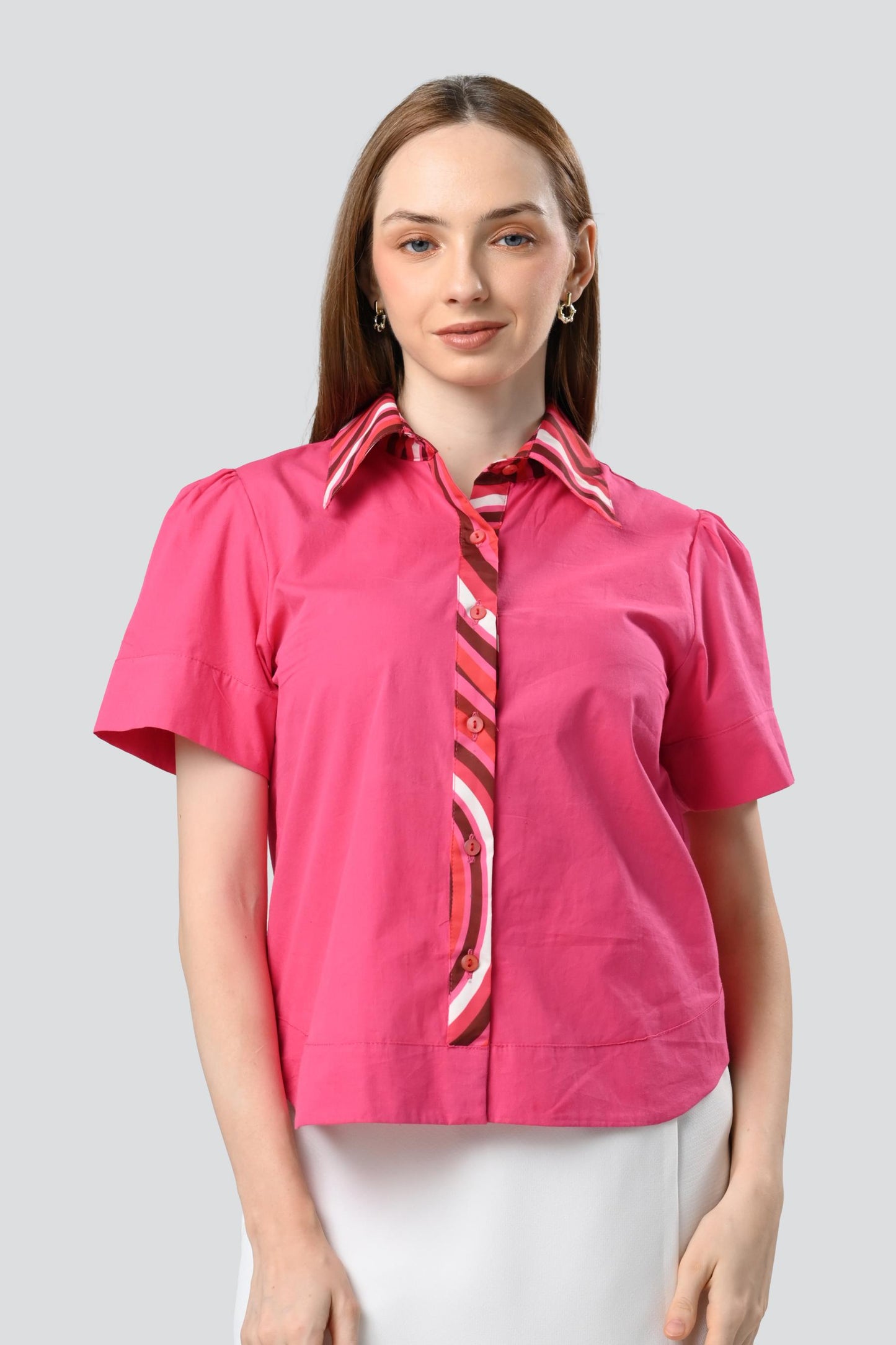 Caleen Short Sleeve Top (Fuschia)