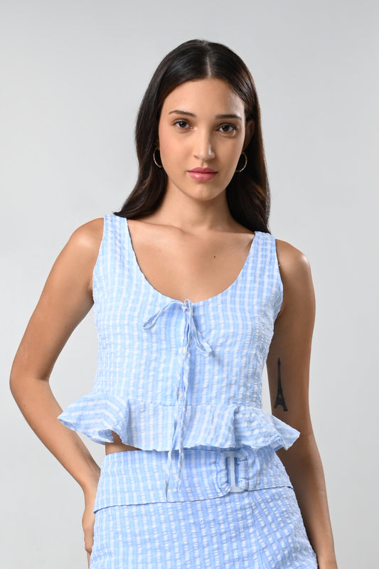 Callaha Sleeveless Top (Chekered Blue)