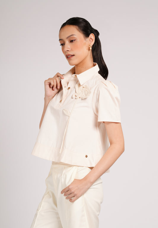 Calli Short Sleeve Top (Cream)