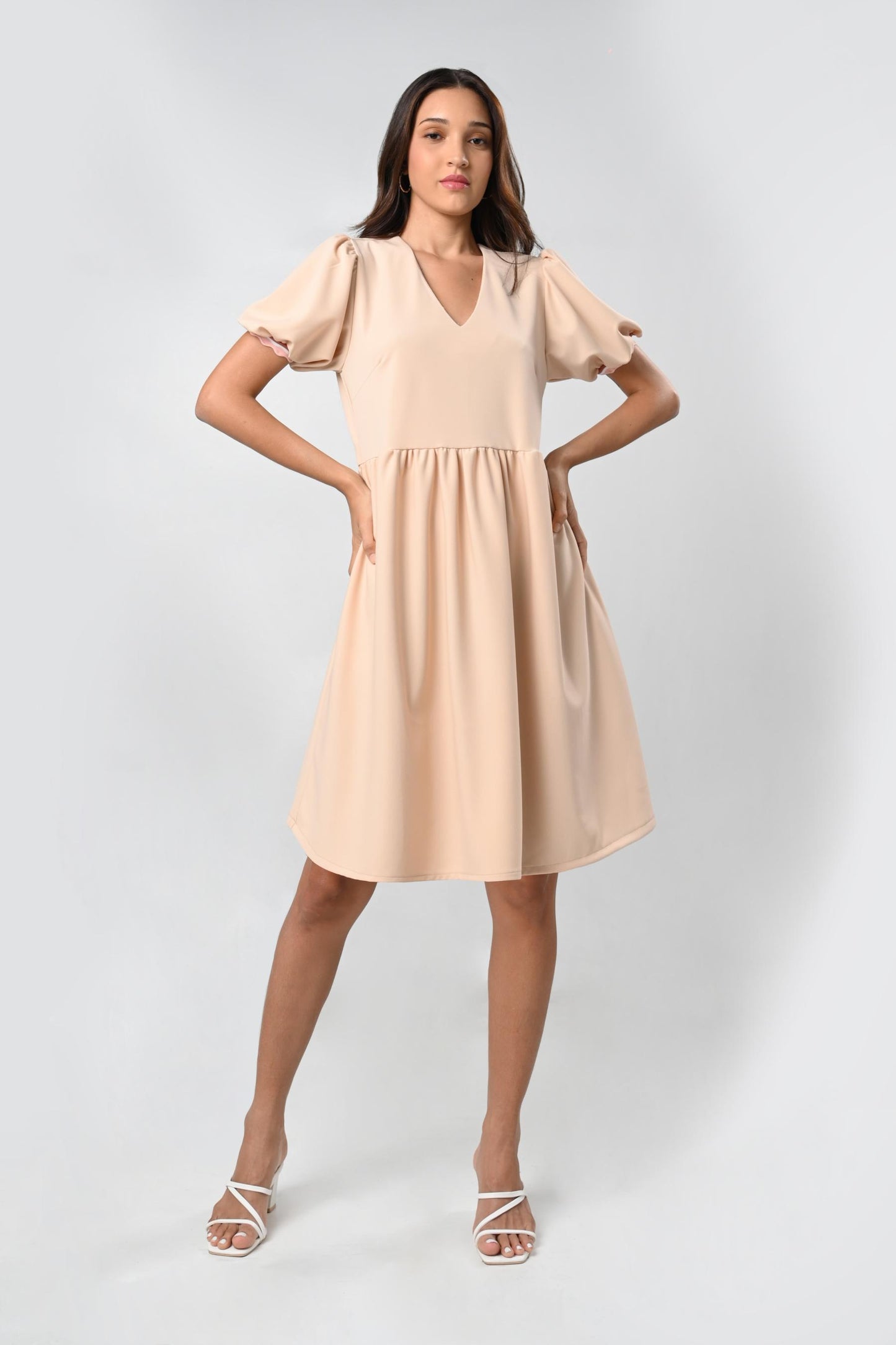 Callope Short Sleeve Dress (Nude)