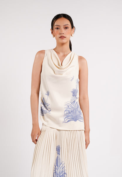Cameron Sleeveless Top (Spot Print Cream)