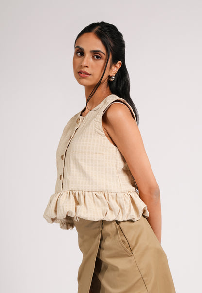 Cara Sleeveless Top (Beige)