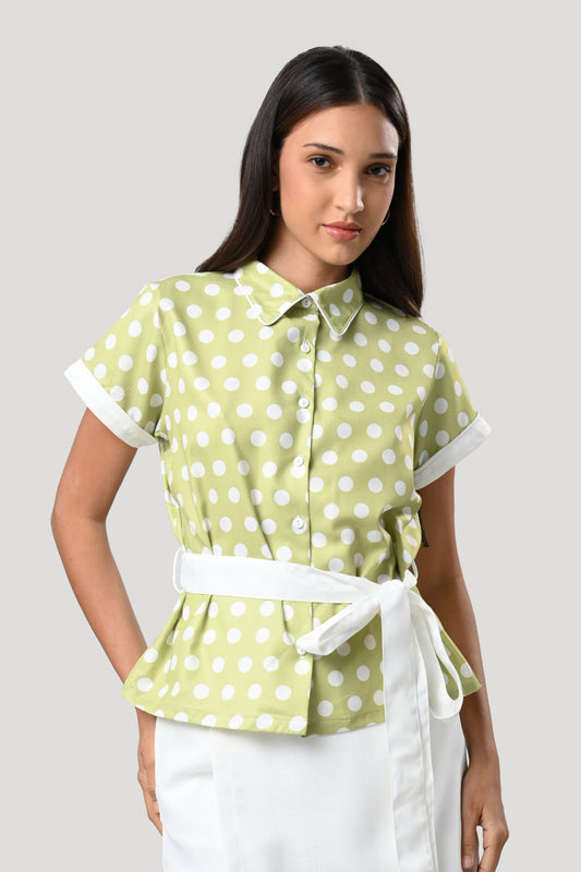 Carlin Short Sleeve Top (Green)