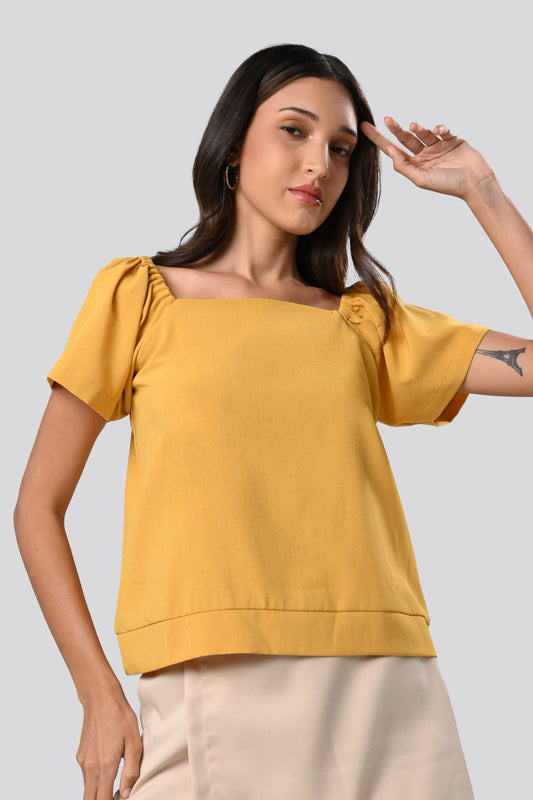 Carsie Short Sleeve Top (Mustard)