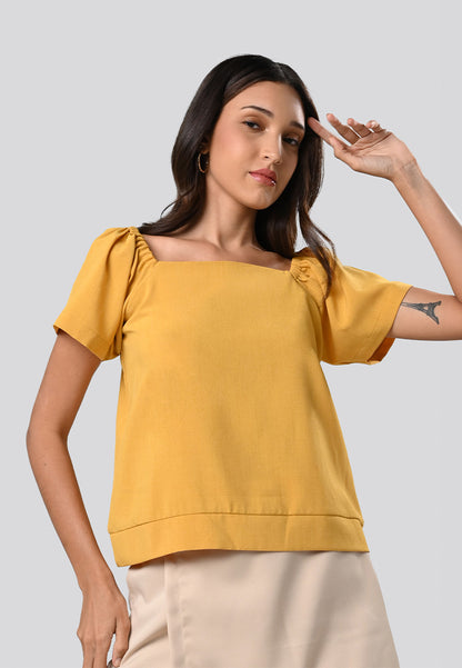 Carsie Short Sleeve Top (Mustard)
