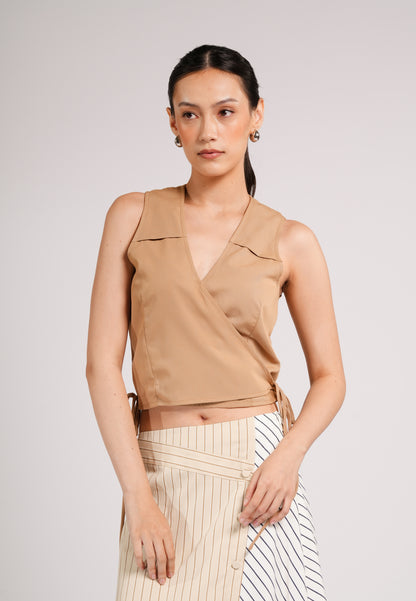 Carson Sleeveless Top (Khaki)