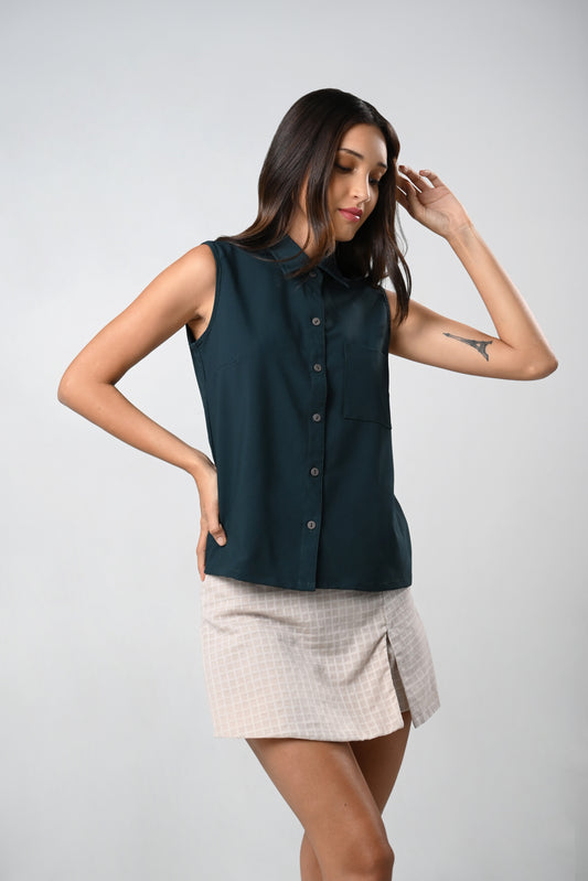 Ciya Sleeveless Top (Dark Green)