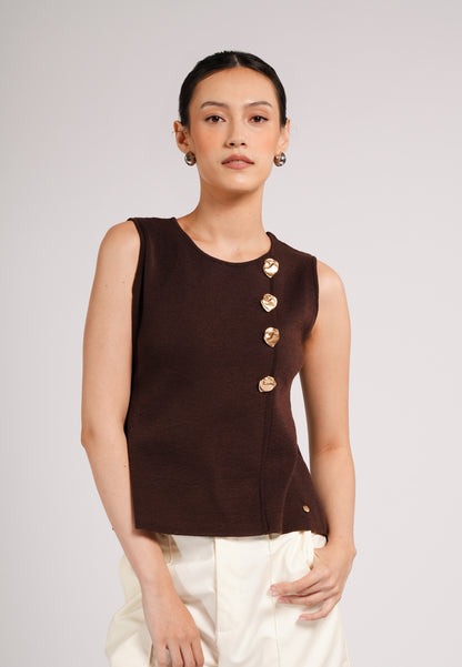 Clique Sleeveless Top (Dark Brown)