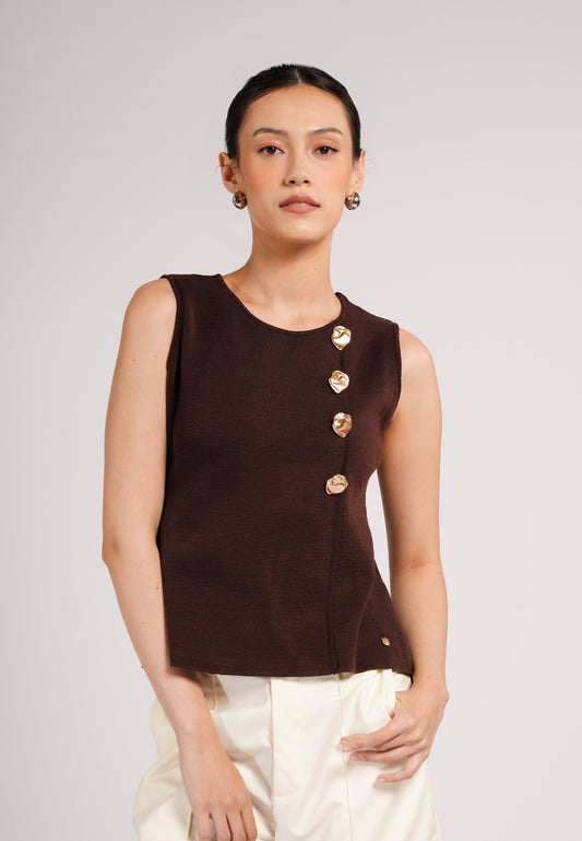 Clique Sleeveless Top (Dark Brown)