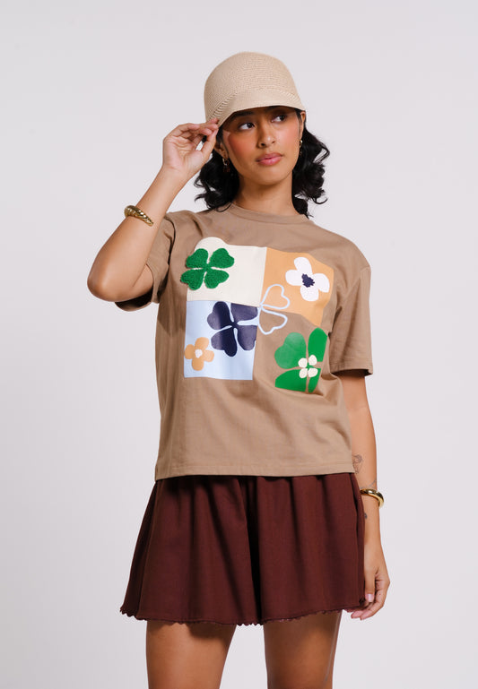 Archetype Summer Essentials Clubs Short Sleeve Shirt Top (Brown)