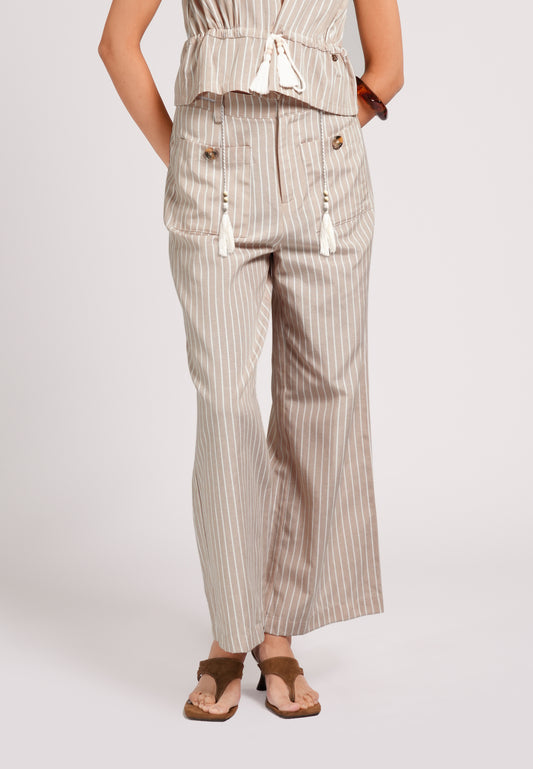 Cohen Pants (Striped Beige)