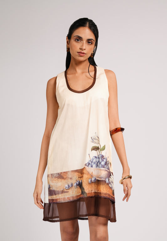 Colin Sleeveless Dress (Spot Print Cream)