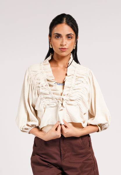 Connor Quarter Sleeve Cardigan (Cream)
