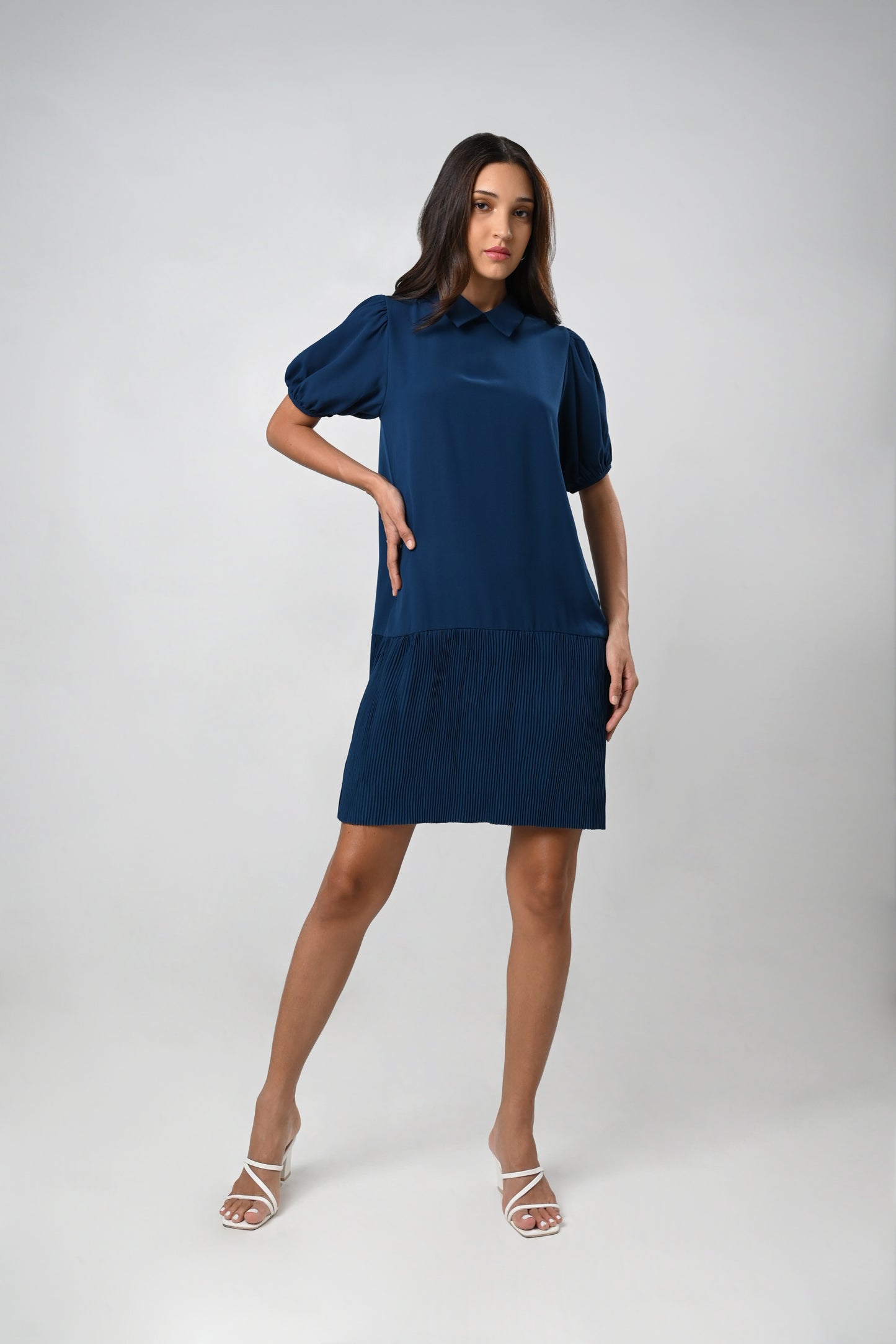 Corah Short Sleeve Dress (Teal blue)