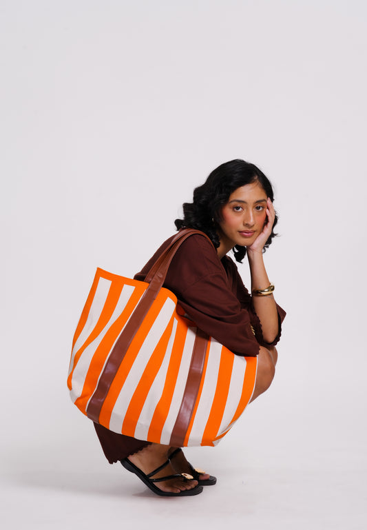 Archetype Summer Essentials Cove Tote Bag (Striped Orange)