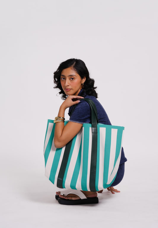 Archetype Summer Essentials Cove Tote Bag(Striped Green)