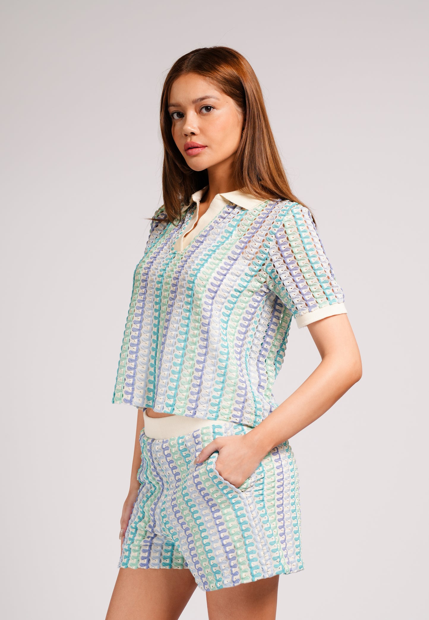Cristina Short Sleeve Top (Striped Multi)