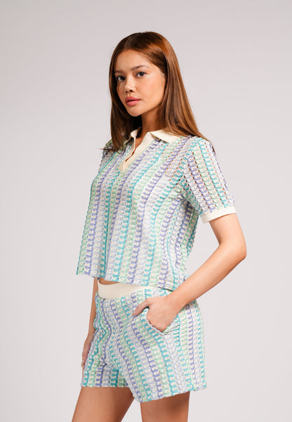 Cristina Short Sleeve Top (Striped Multi)