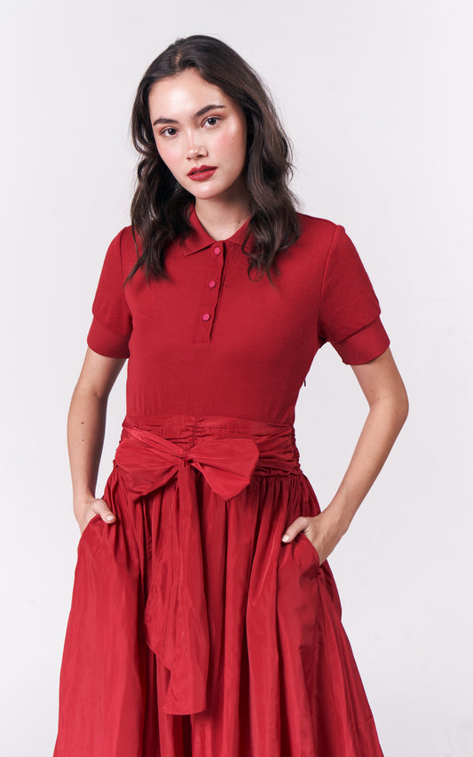 Holiday Dressess Currant Short Sleeve Dress (Red)