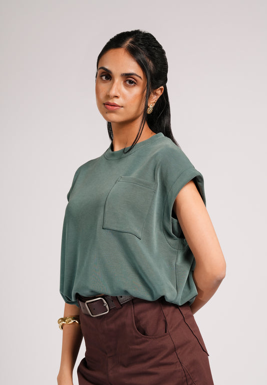 Curtee Extended Sleeve Top (Green)