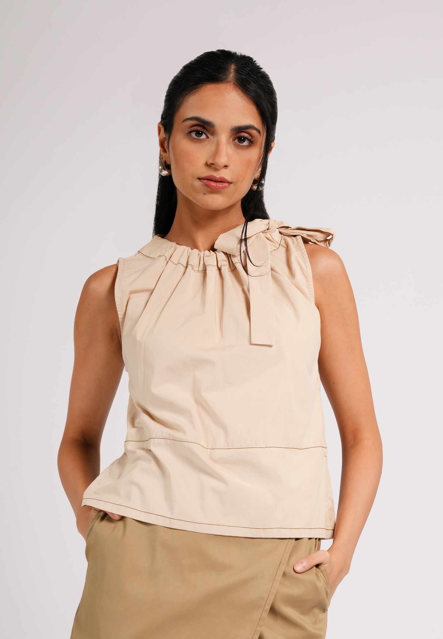 Curtee Sleeveless Top (Beige)