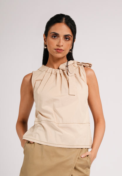 Curtee Sleeveless Top (Beige)