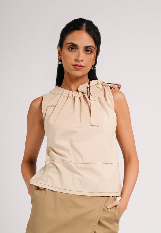 Curtee Sleeveless Top (Beige)