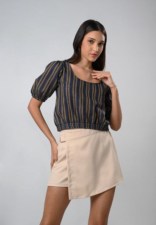 Cypress Short Sleeve Top (Navy gold)