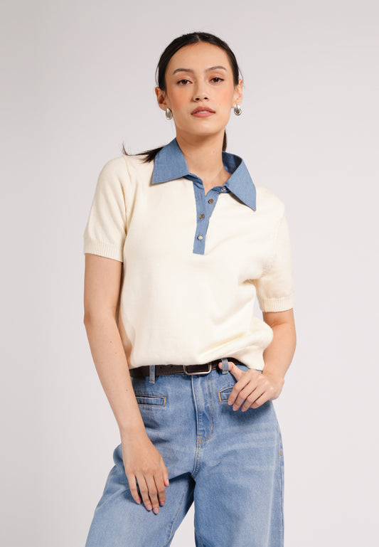 DNM Studios 2026 Dalba Short Sleeve Top (Cream)