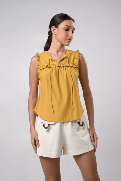 Daley Sleeveless Top (Mustard)