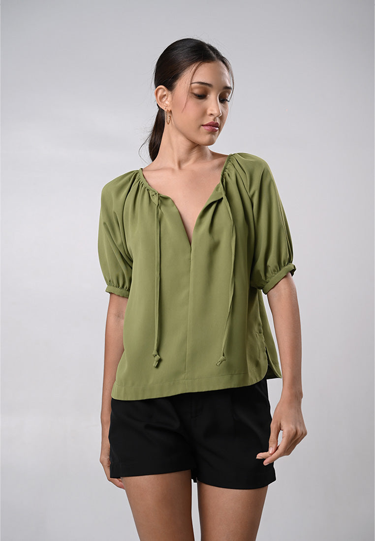 Daley Short Sleeve Top (Olive Green)
