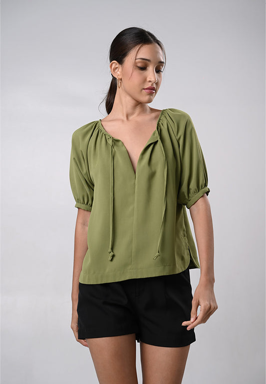 Daley Short Sleeve Top (Olive Green)