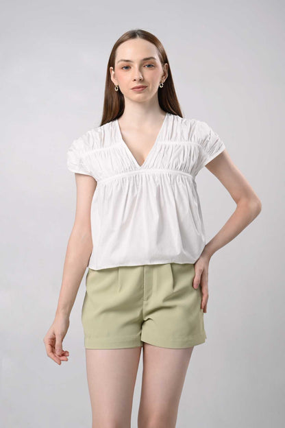 Dallas Short Sleeve Top (Offwhite)