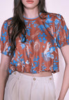 Camp Darya Short Sleeve Shirt Top (Printed Brown)